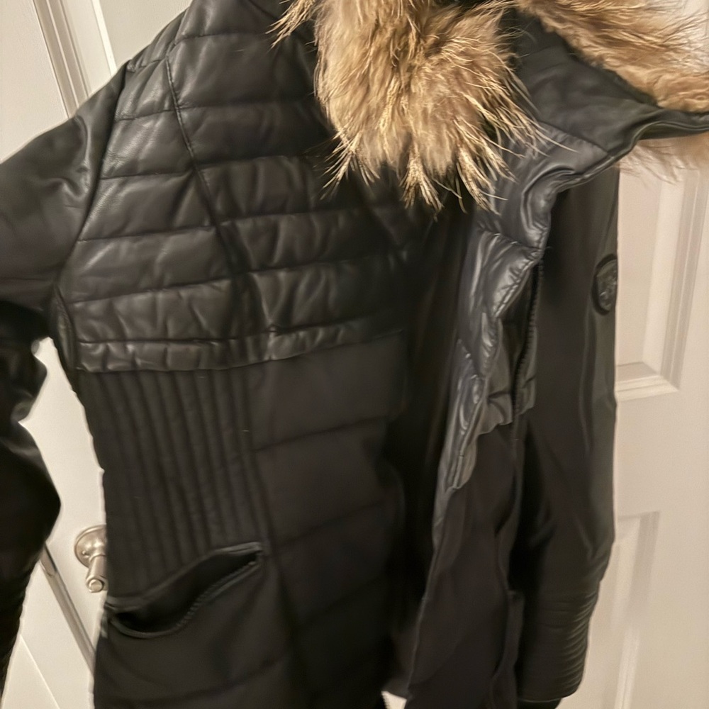RUDSAK Quilted Black Puffer with Fur Collar